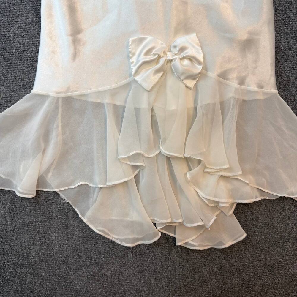 Vintage Victoria’s Secret White Slip Dress Bow Ruffle Sheer Medium - Picture 5 of 16